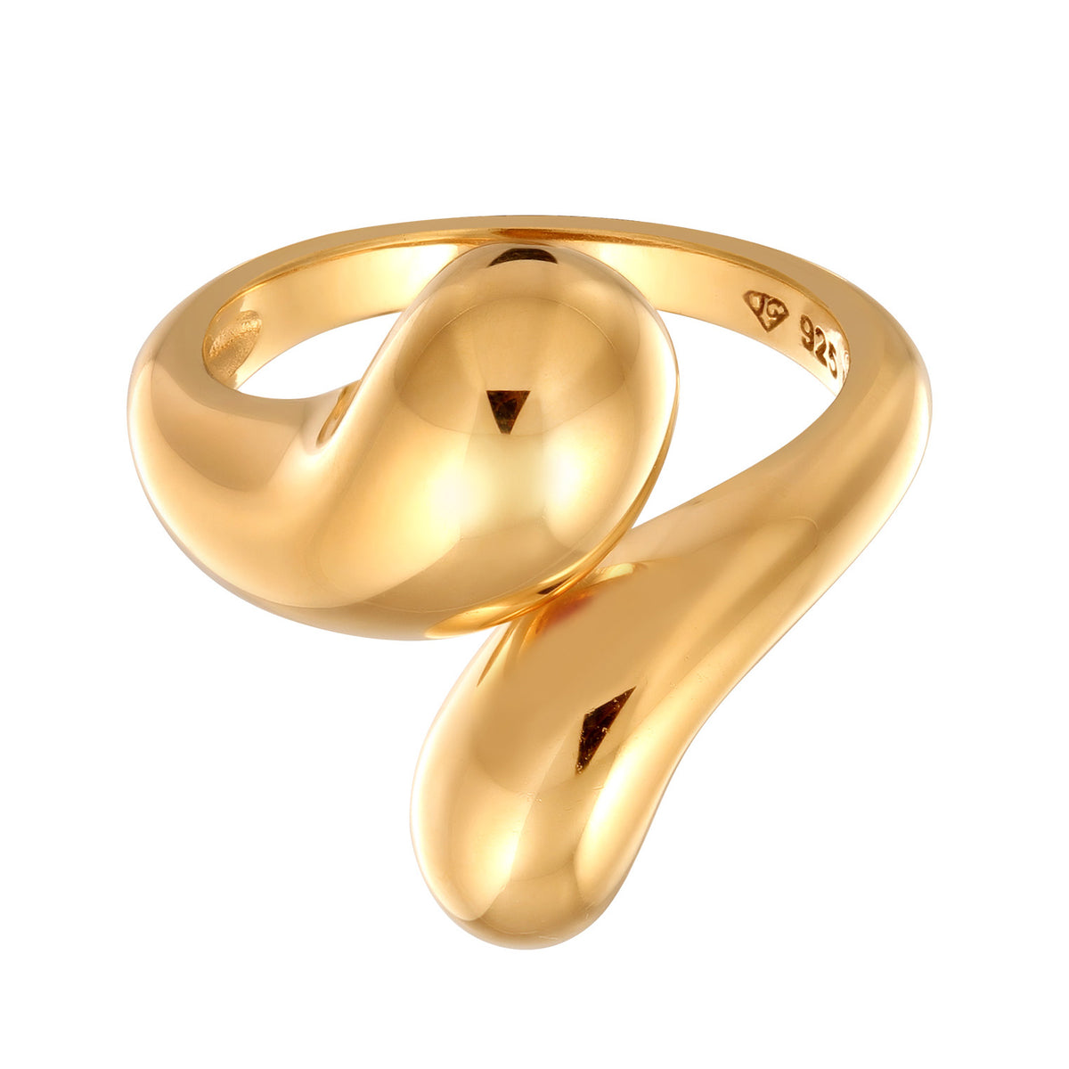 Gold - Elli PREMIUM | Wickelring Tropfen | 925 Sterling Silber vergoldet