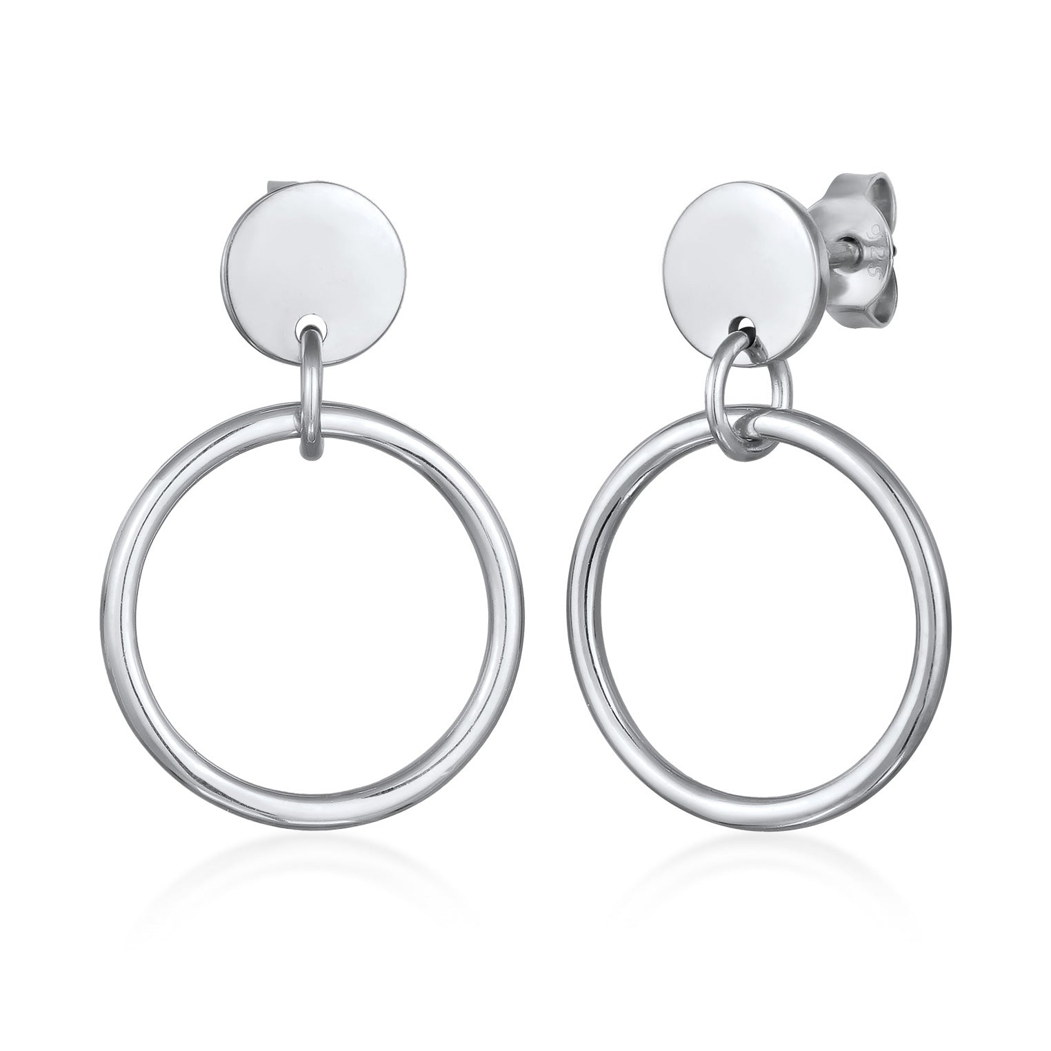 Silber - Elli | Ohrstecker Rund Geo | 925 Sterling Silber