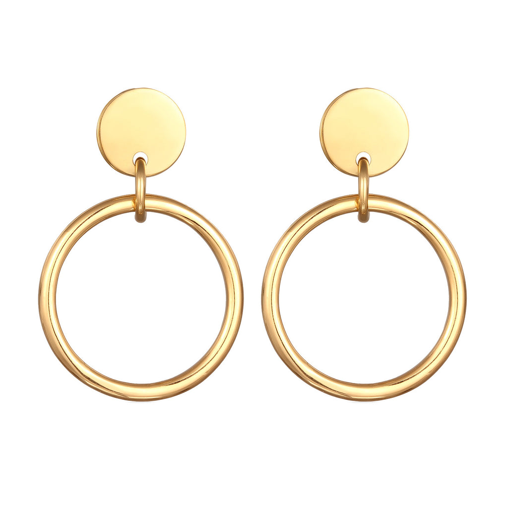 Gold - Elli | Ohrstecker Rund Geo | 925 Sterling Silber vergoldet