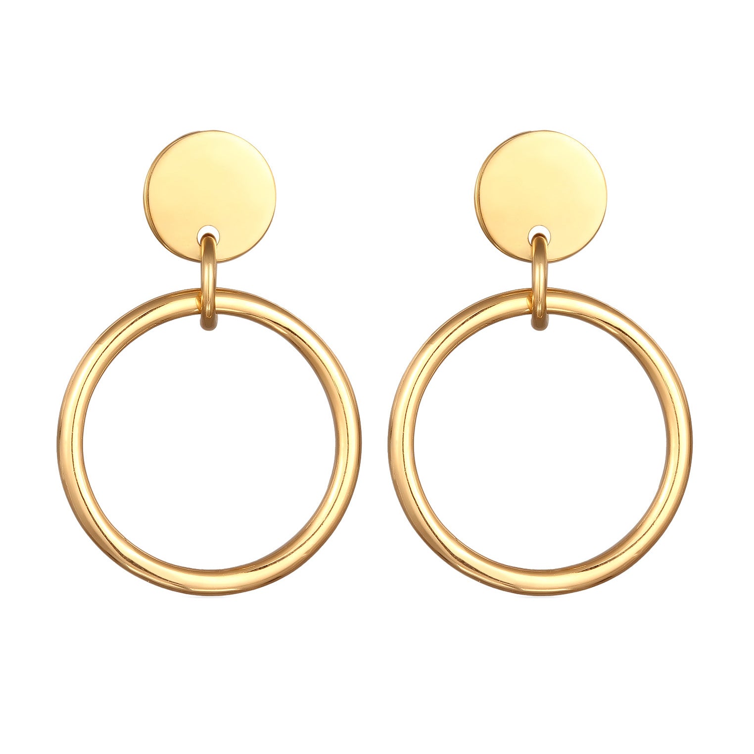 Gold - Elli | Ohrstecker Rund Geo | 925 Sterling Silber vergoldet