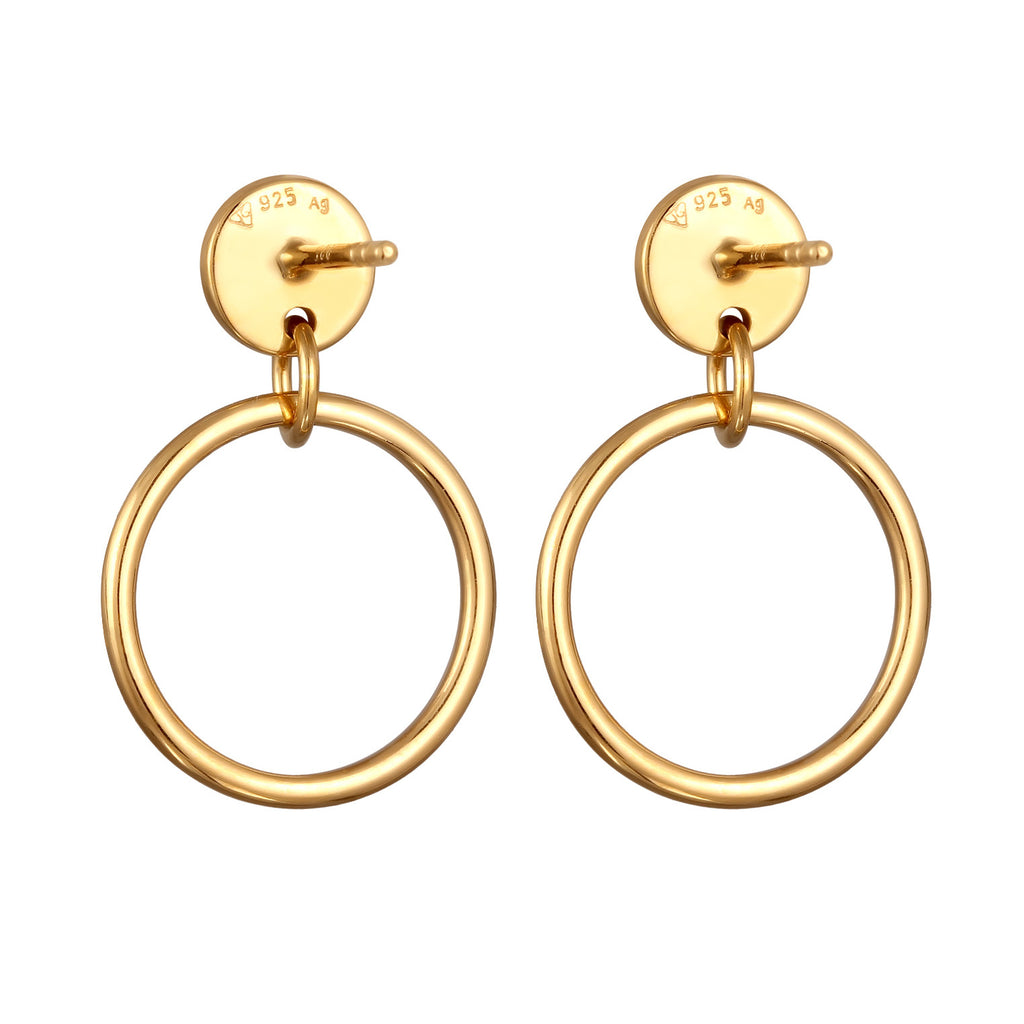 Gold - Elli | Ohrstecker Rund Geo | 925 Sterling Silber vergoldet