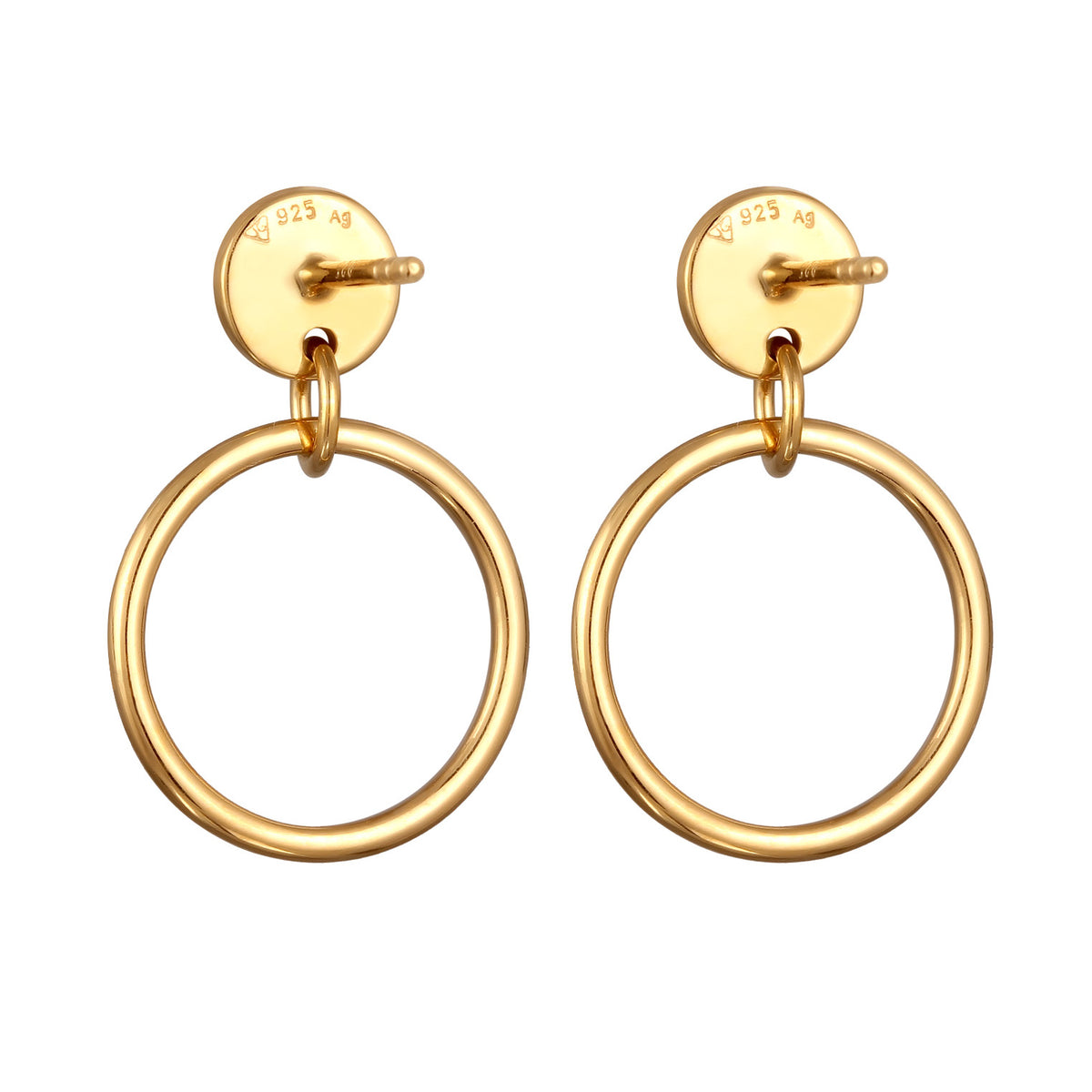 Gold - Elli | Ohrstecker Rund Geo | 925 Sterling Silber vergoldet