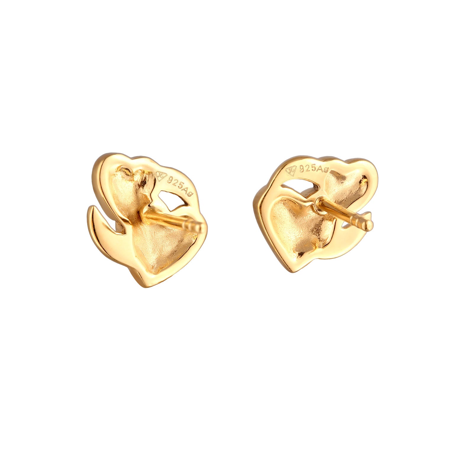 Gold - Elli | Ohrstecker Herzen Emoji | Emaille (Pink) | 925 Sterling Silber vergoldet