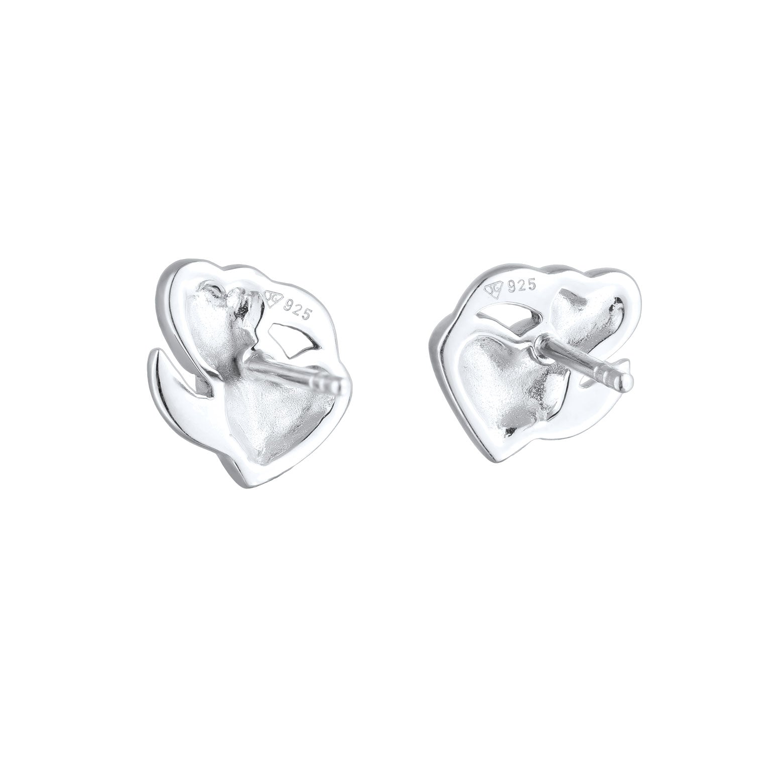 Silber - Elli | Ohrstecker Herzen | Emaille (Pink) | 925 Sterling Silber