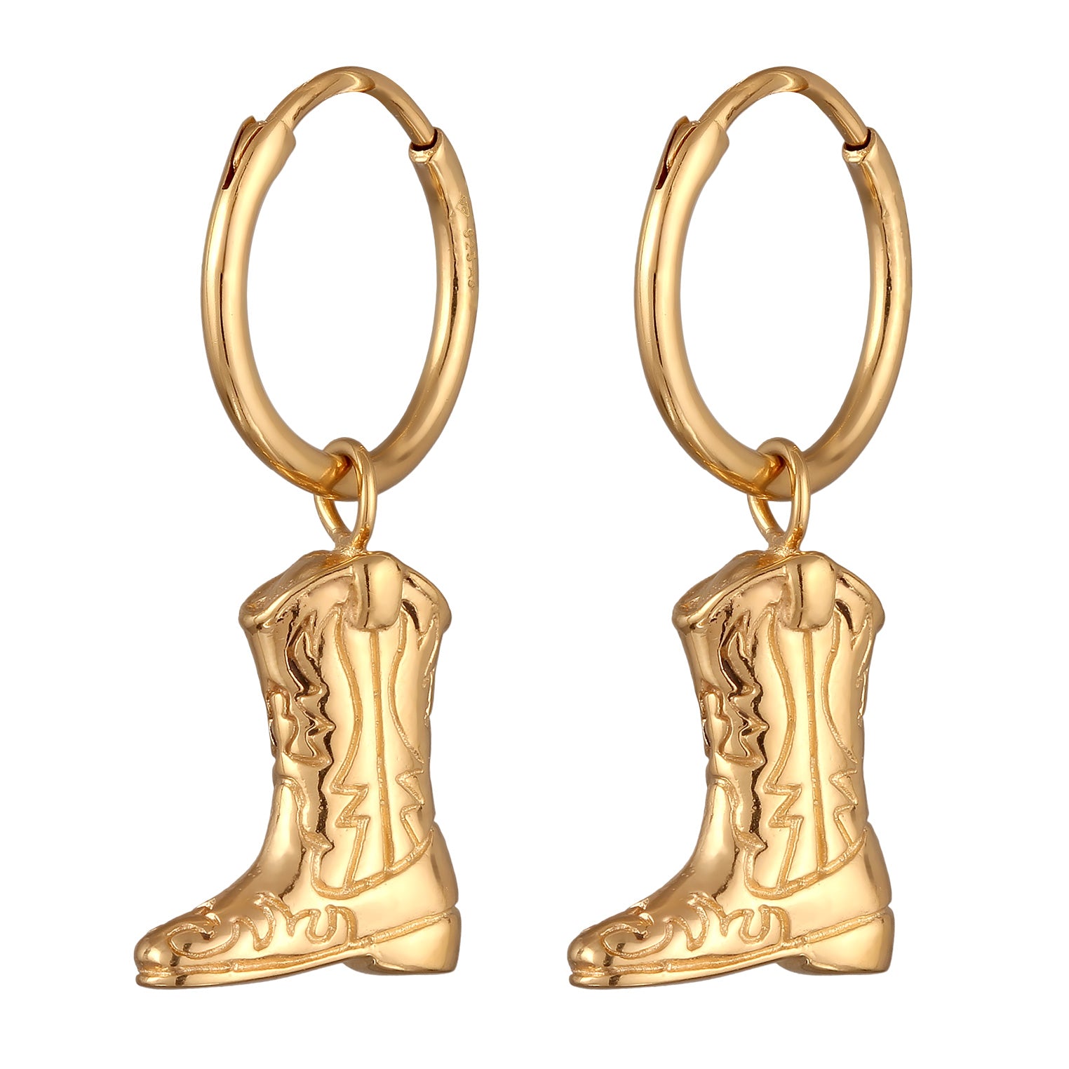 Gold - Elli | Creolen Westernstiefel | 925 Sterling Silber vergoldet