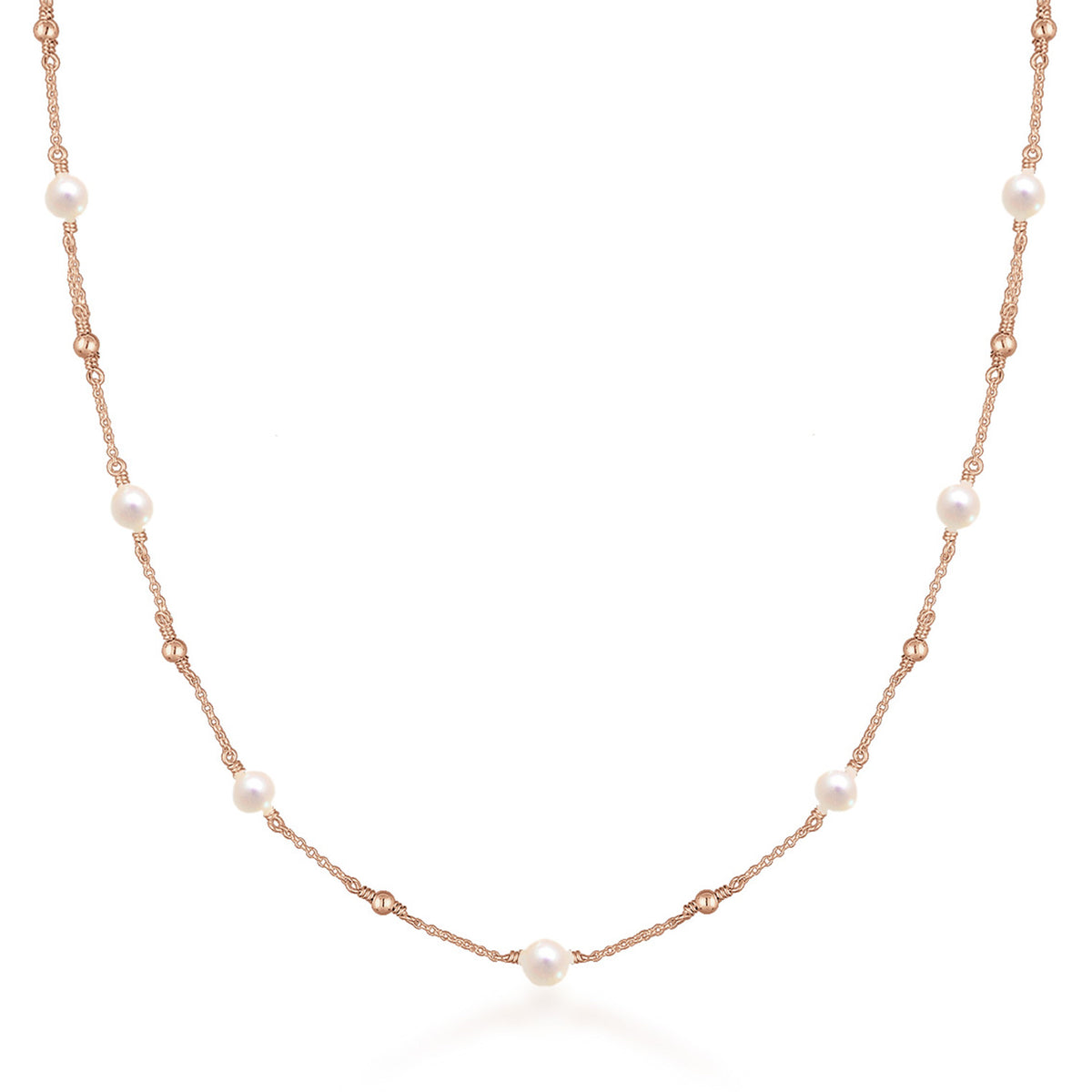 Roségold - Elli | Kugel-Halskette | Süßwasserperle | 925 Sterling Silber rosévergoldet