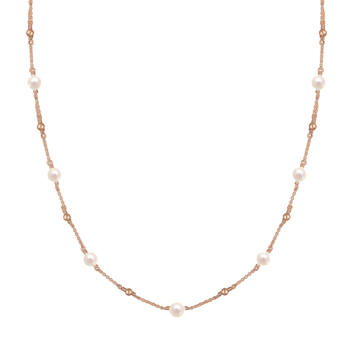Roségold - Elli | Kugel-Halskette | Süßwasserperle | 925 Sterling Silber rosévergoldet