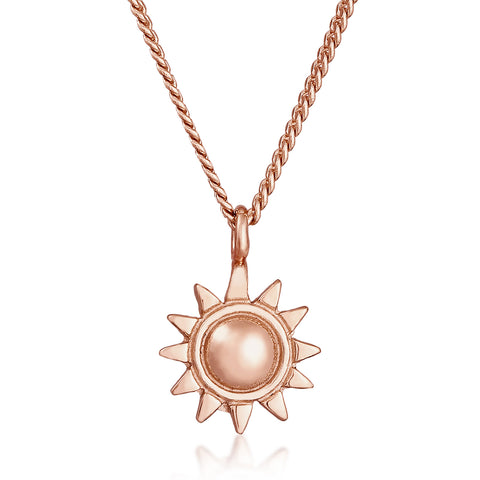 Roségold - Elli | Halskette Sonnen Anhänger | 925 Sterling Silber rosévergoldet