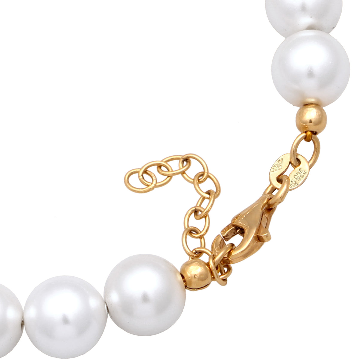 Gold - Elli | Perlen-Armband Kugel | Mit Kristallen von Swarovski® (Weiß) | 925 Sterling Silber vergoldet