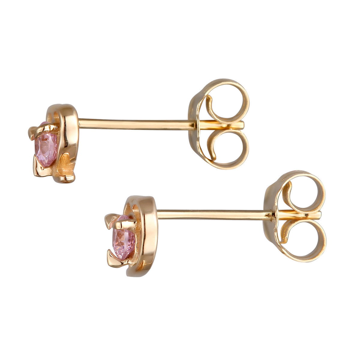 Pink - Elli PREMIUM | Ohrstecker Herz | Zirkonia (Rosa) | 585 Gelbgold