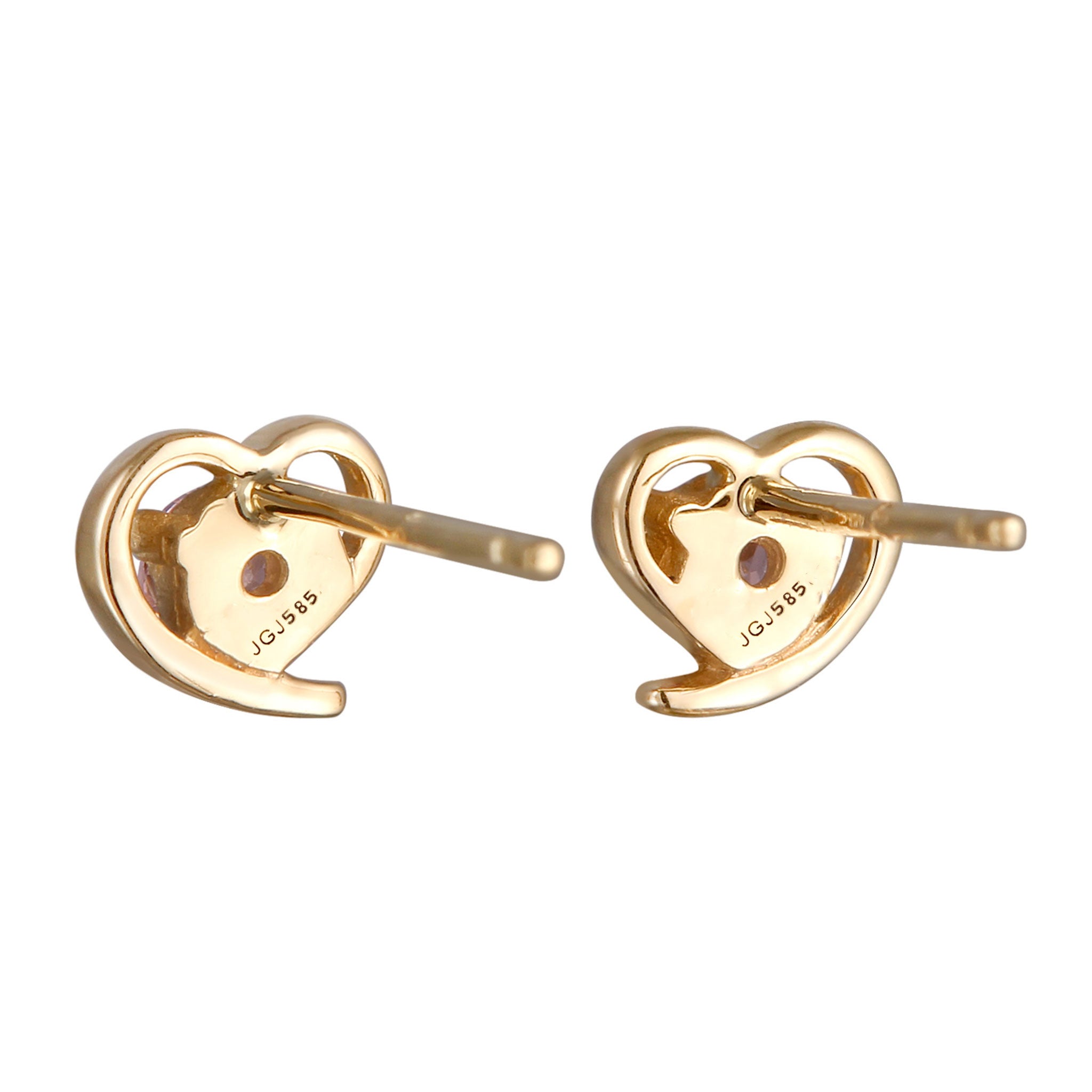Pink - Elli PREMIUM | Ohrstecker Herz | Zirkonia (Rosa) | 585 Gelbgold
