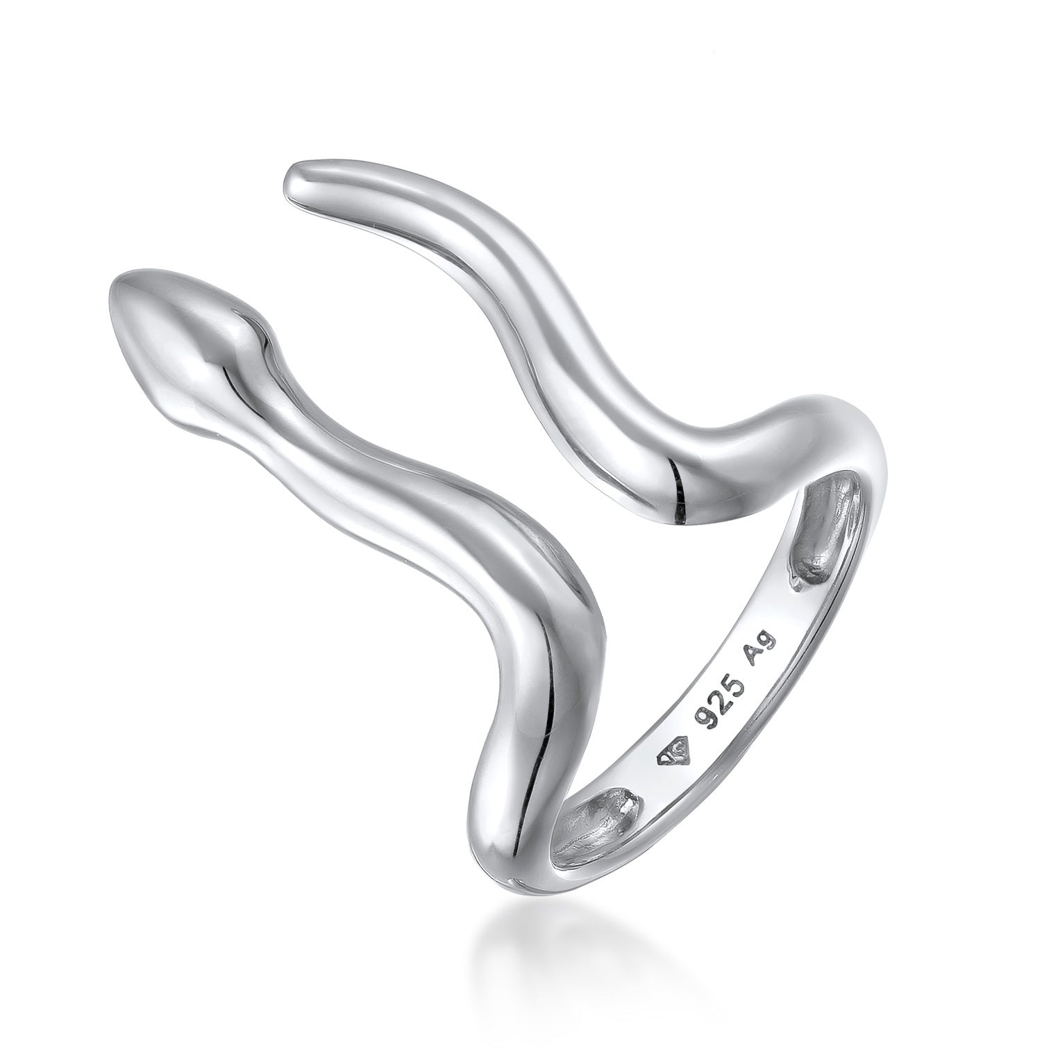 Silber - Elli | Ring | Offen Schlange | 925 Sterling Silber