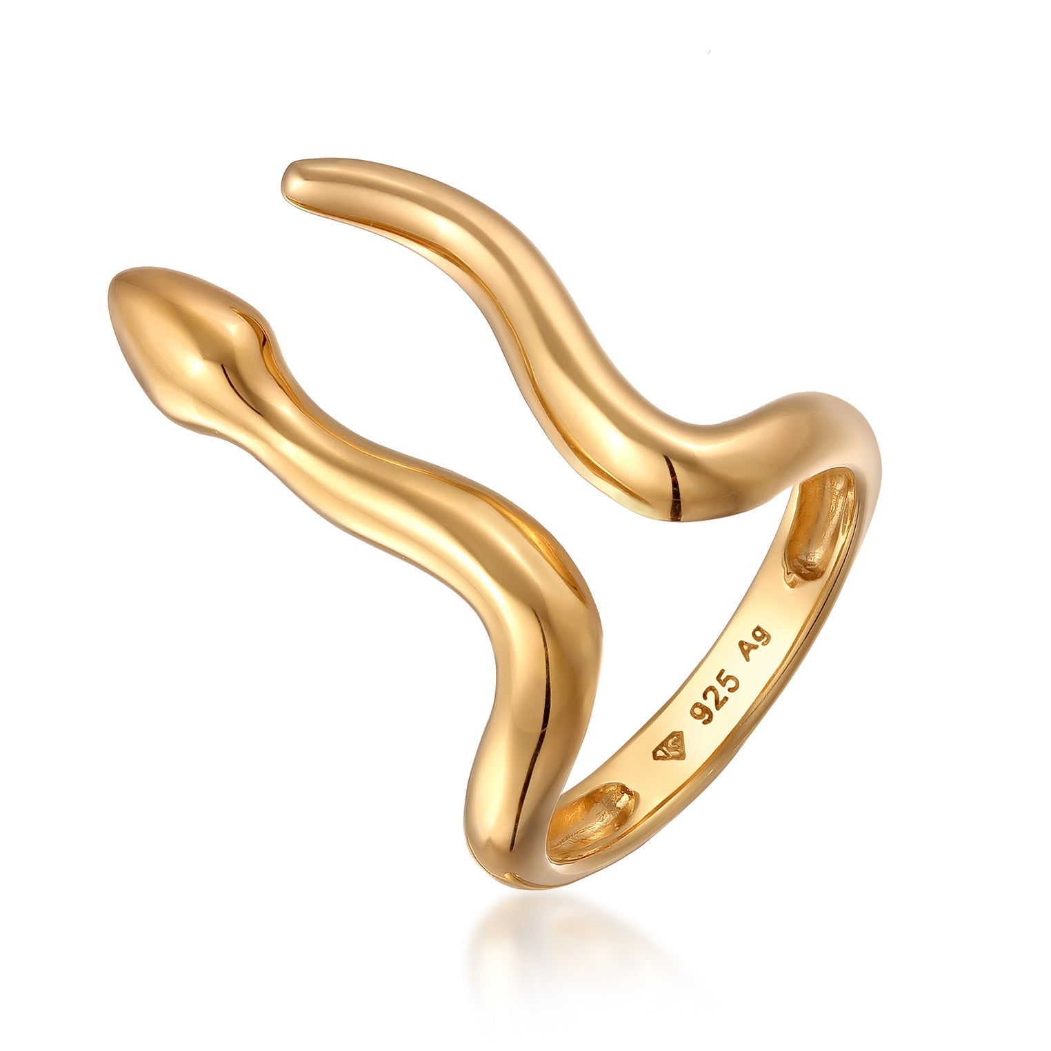 Gold - Elli | Ring | Offen Schlange | 925 Sterling Silber vergoldet