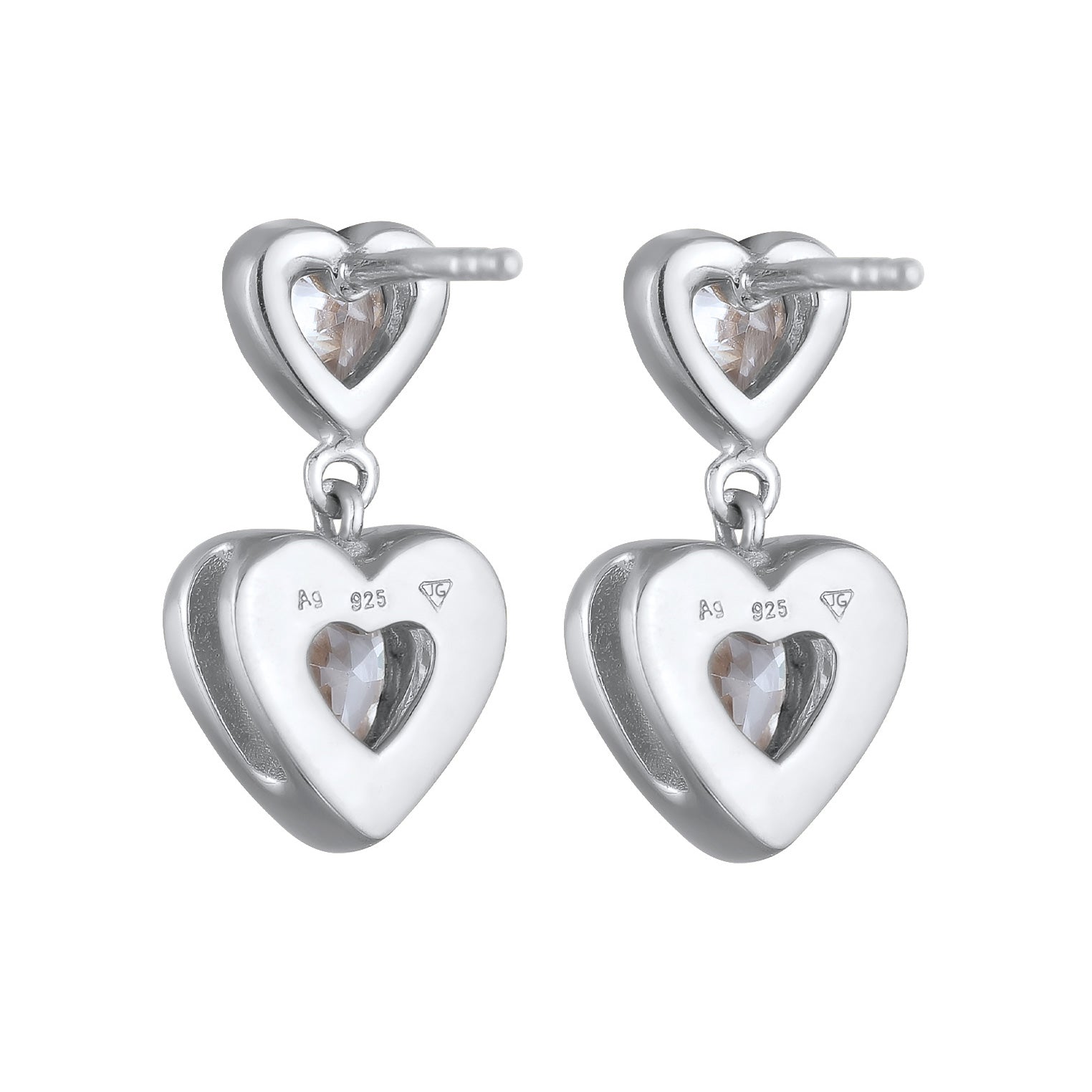 Silber - Elli | Ohrstecker Herz | Zirkonia (Weiß) | 925 Sterling Silber