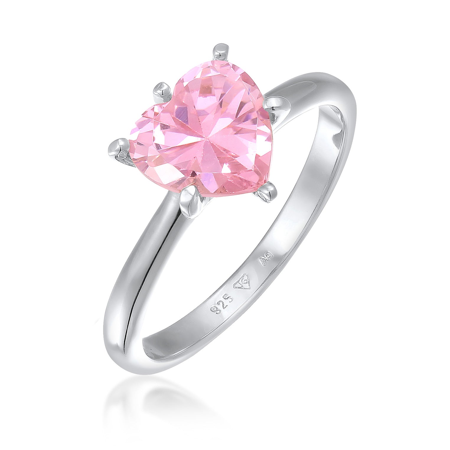 Pink - Elli | Ring Herz | Zirkonia (Pink) | 925 Sterling Silber