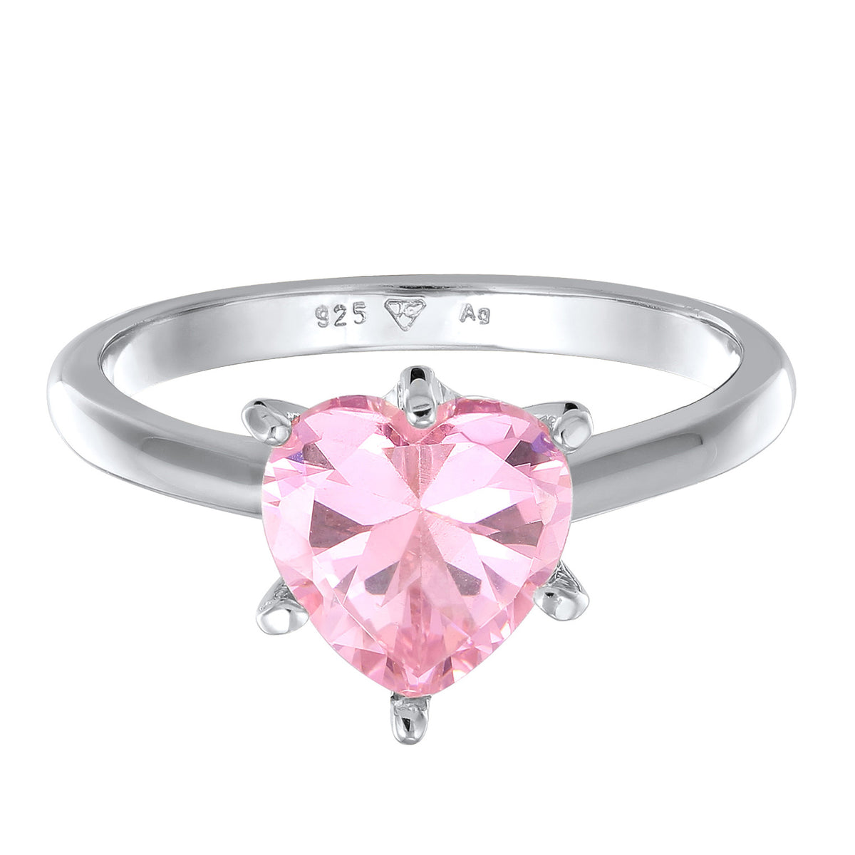 Pink - Elli | Ring Herz | Zirkonia (Pink) | 925 Sterling Silber