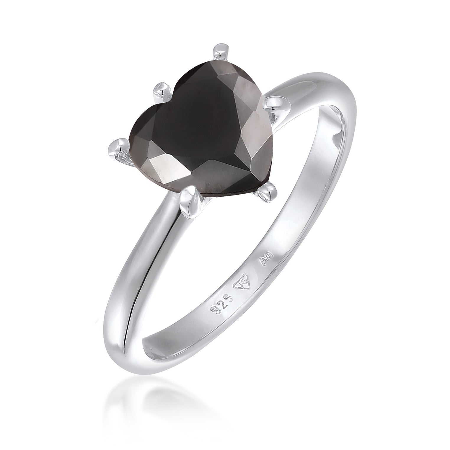 Schwarz - Elli | Ring Herz | Zirkonia (Schwarz) | 925 Sterling Silber