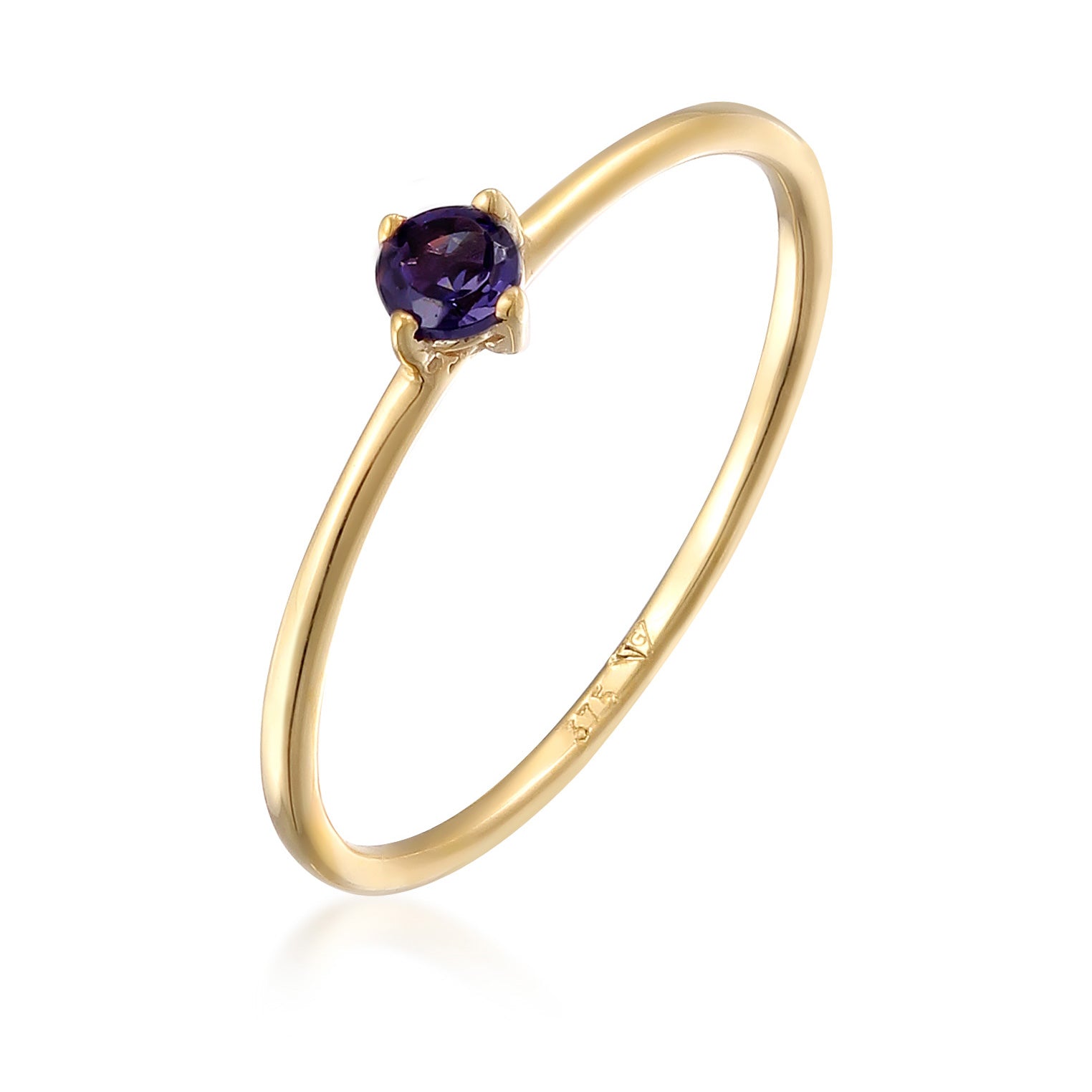 Lila - Elli PREMIUM | Solitär-Ring | Lolite (Lila) | 375 Gelbgold