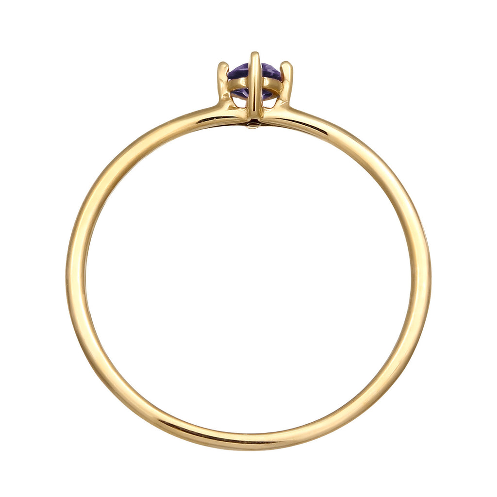 Lila - Elli PREMIUM | Solitär-Ring | Lolite (Lila) | 375 Gelbgold