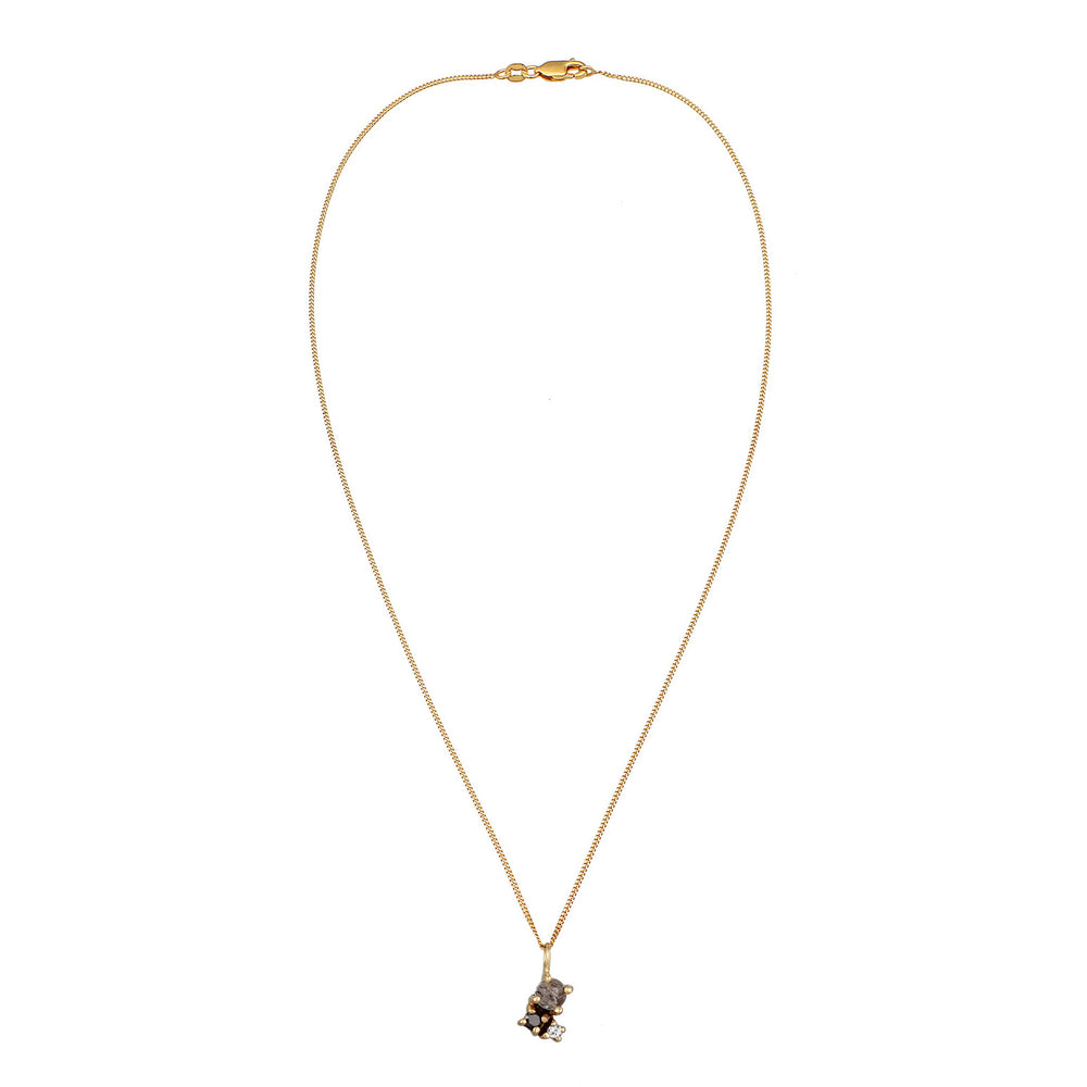 Necklace Pendant | Quartz &amp; Topaz &amp; Diamond (Black, 0.006 ct)