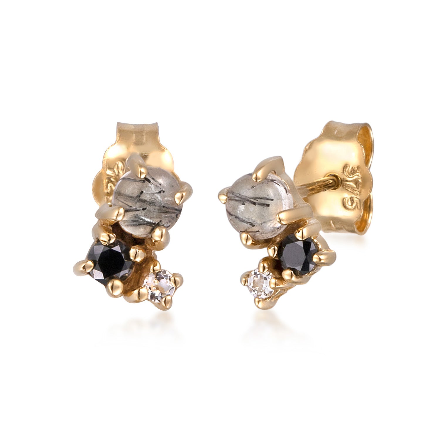 Gold - Elli DIAMONDS | Ohrstecker | Diamant (Schwarz, 0.012 ct) | 375 Gelbgold