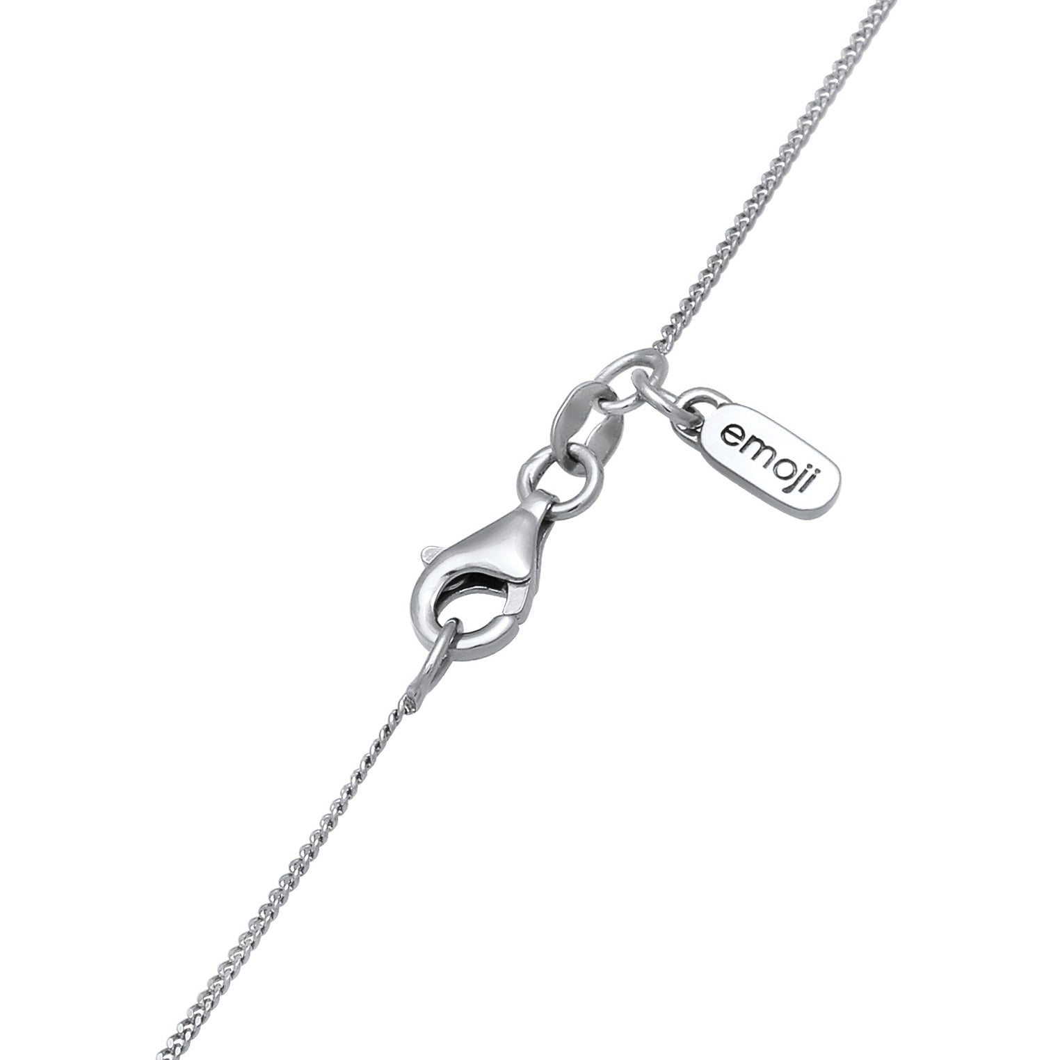 Silber - Elli | Halskette Herzen Emoji | Emaille (Pink) | 925 Sterling Silber