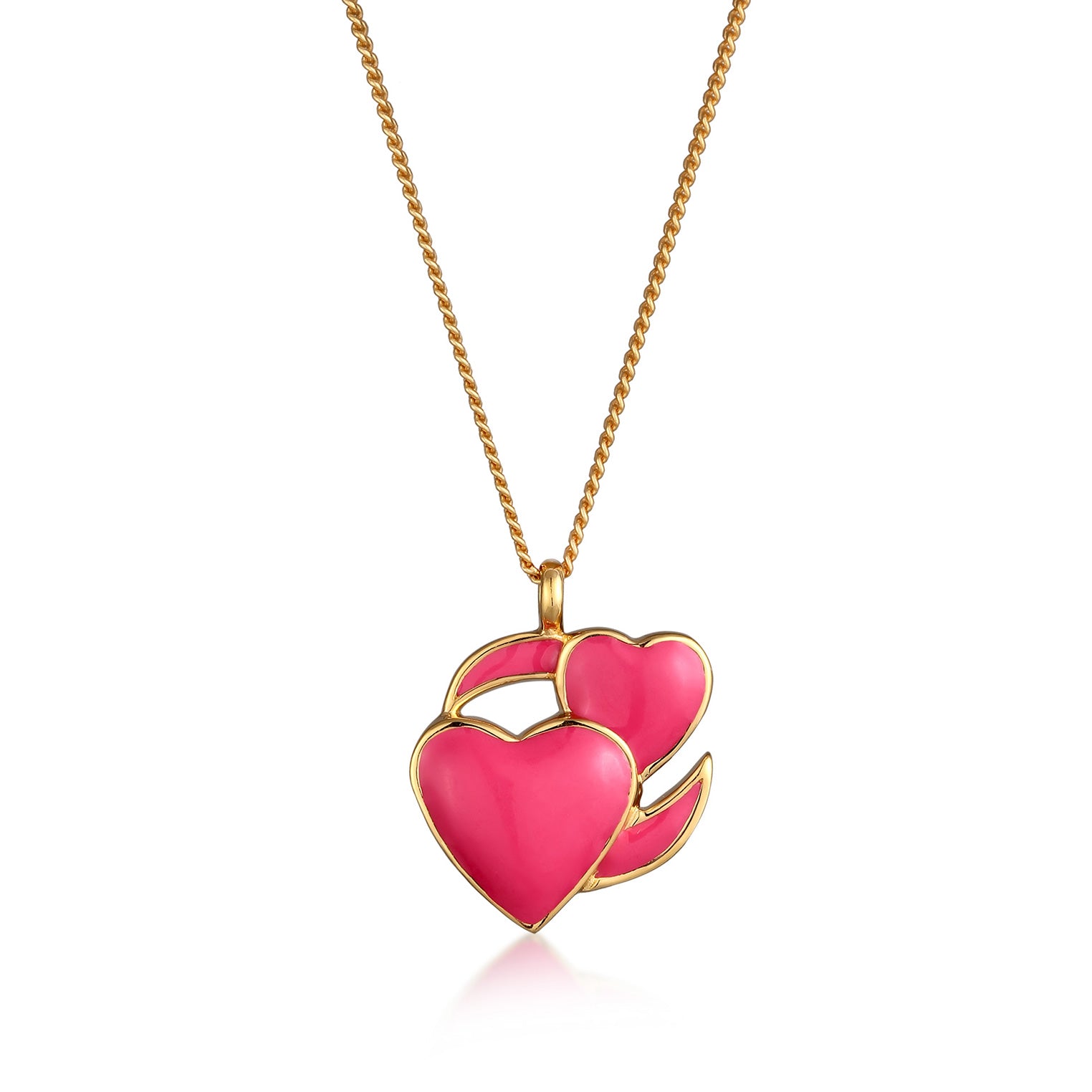 Gold - Elli | Halskette Herzen Emoji | Emaille (Pink) | 925 Sterling Silber vergoldet