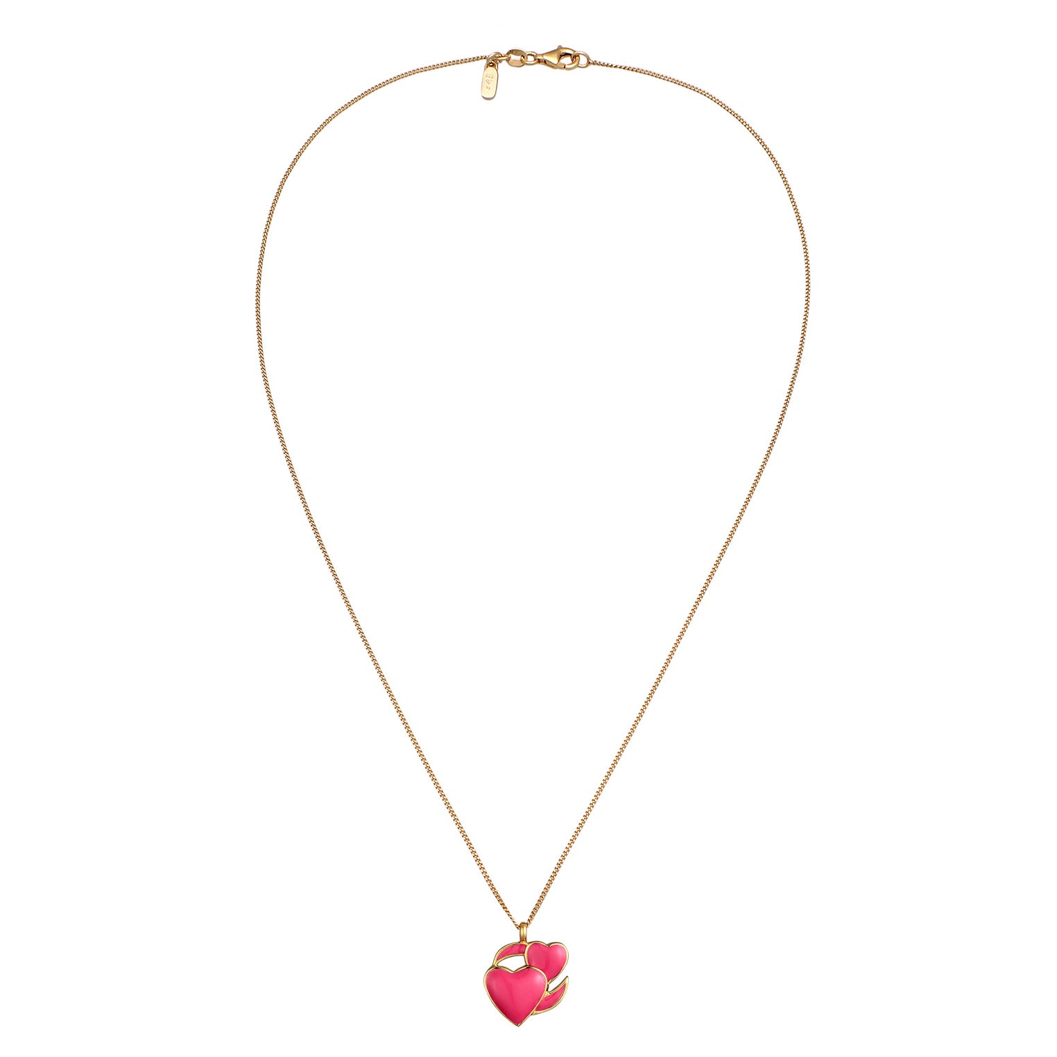 Gold - Elli | Halskette Herzen Emoji | Emaille (Pink) | 925 Sterling Silber vergoldet