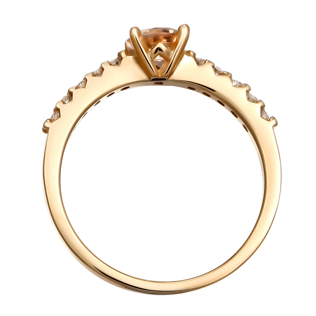 Gold - Elli DIAMONDS | Verlobungsring |  Morganit (Pfirsich), Diamanten (0.04 ct) | 375 Gelbgold