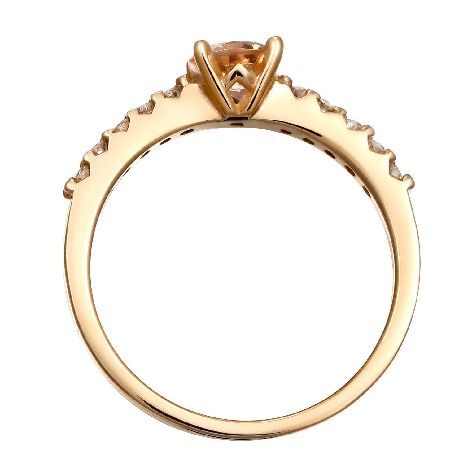 Gold - Elli DIAMONDS | Verlobungsring |  Morganit (Pfirsich), Diamanten (0.04 ct) | 375 Gelbgold