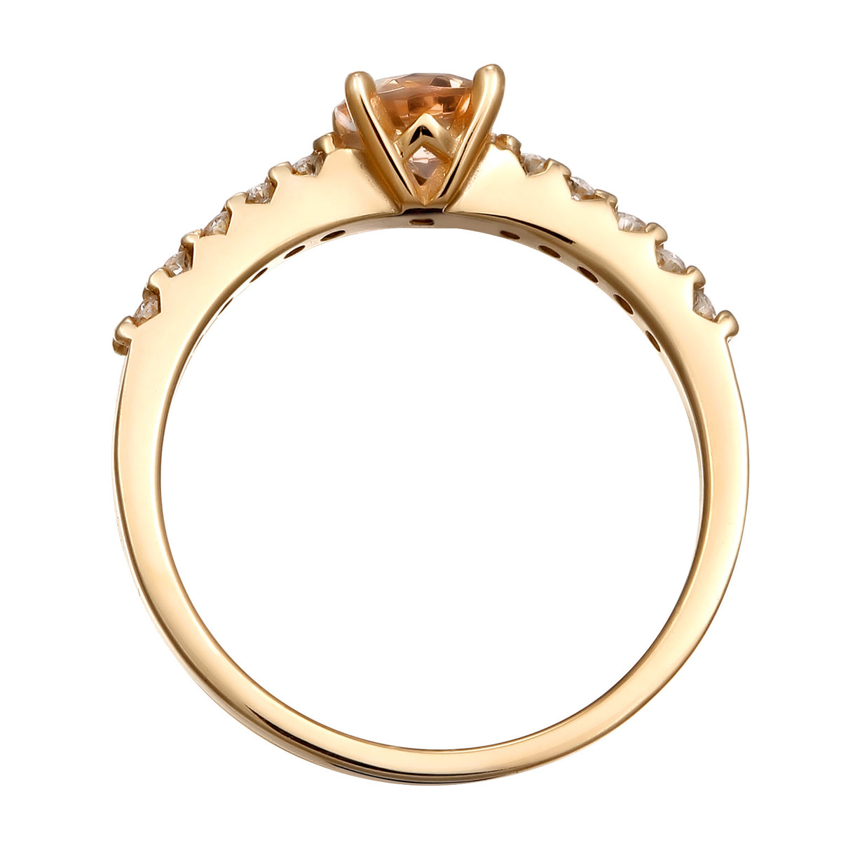 Gold - Elli DIAMONDS | Verlobungsring |  Morganit (Pfirsich), Diamanten (0.04 ct) | 375 Gelbgold