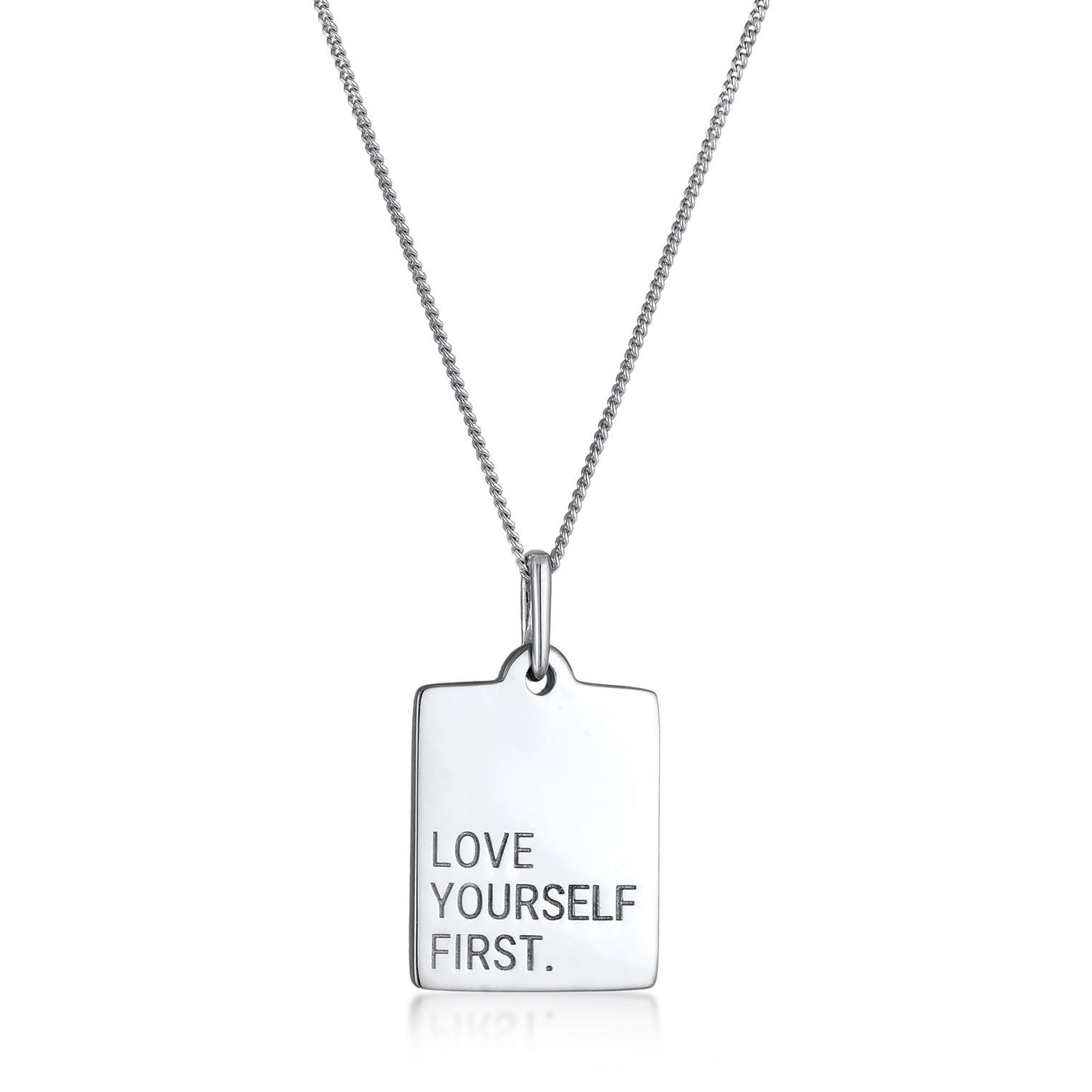 Silber - Elli | Halskette Plättchen LOVE YOUSELF FIRST | 925 Sterling Silber