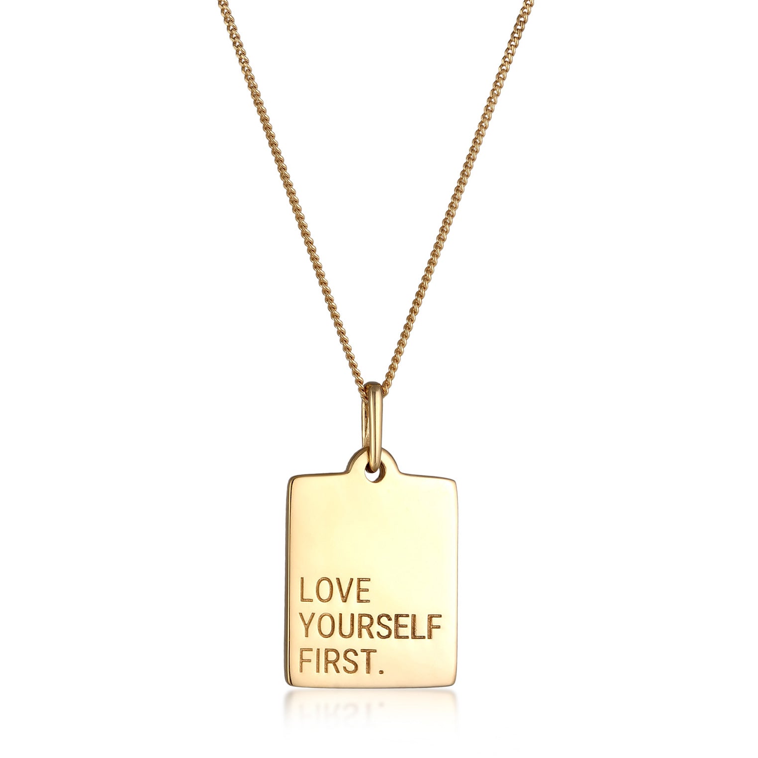 Gold - Elli | Halskette Plättchen LOVE YOUSELF FIRST | 925 Sterling Silber vergoldet