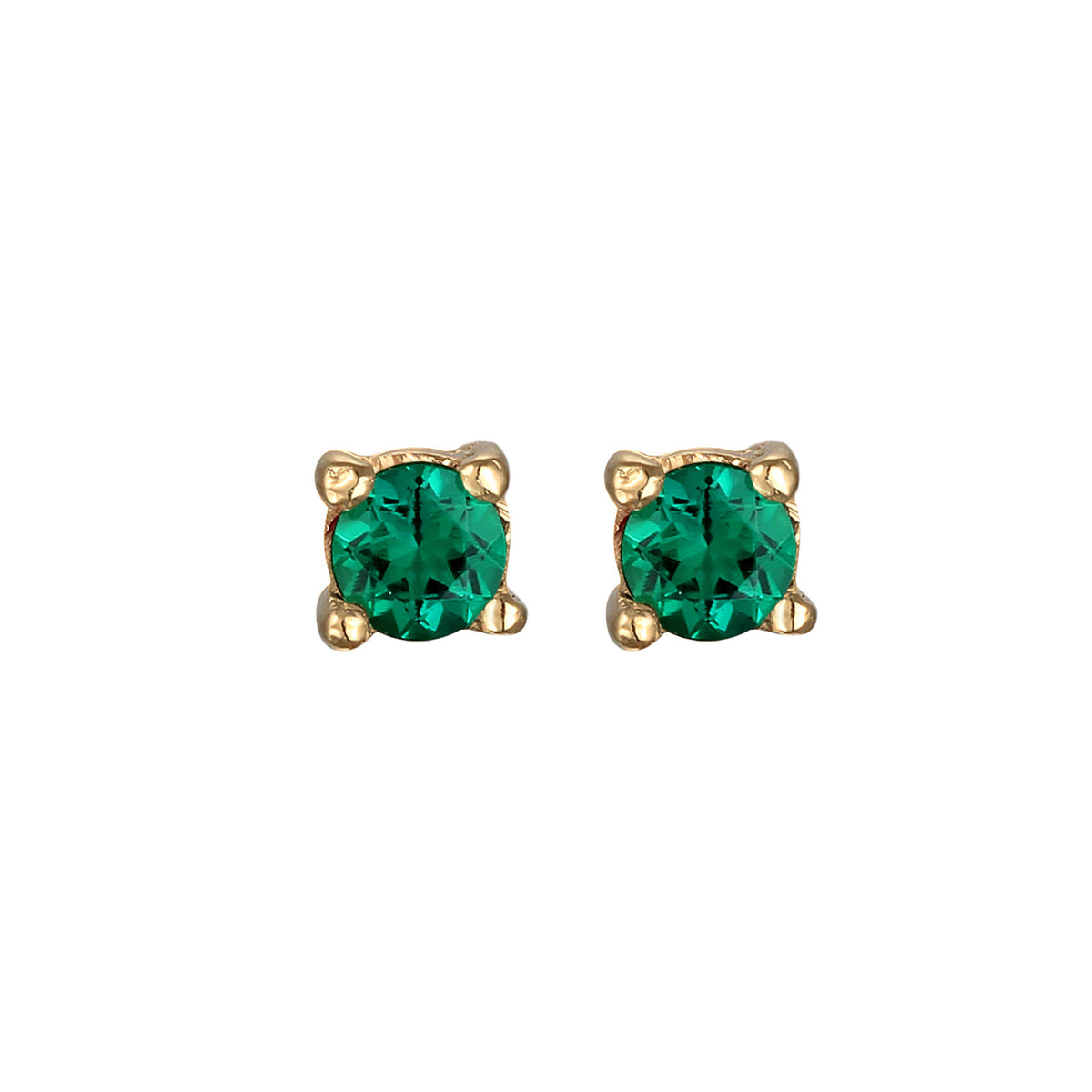 Grün - Elli | Ohrstecker | Synthetischer Smaragd (Grün) | 925 Sterling Silber vergoldet