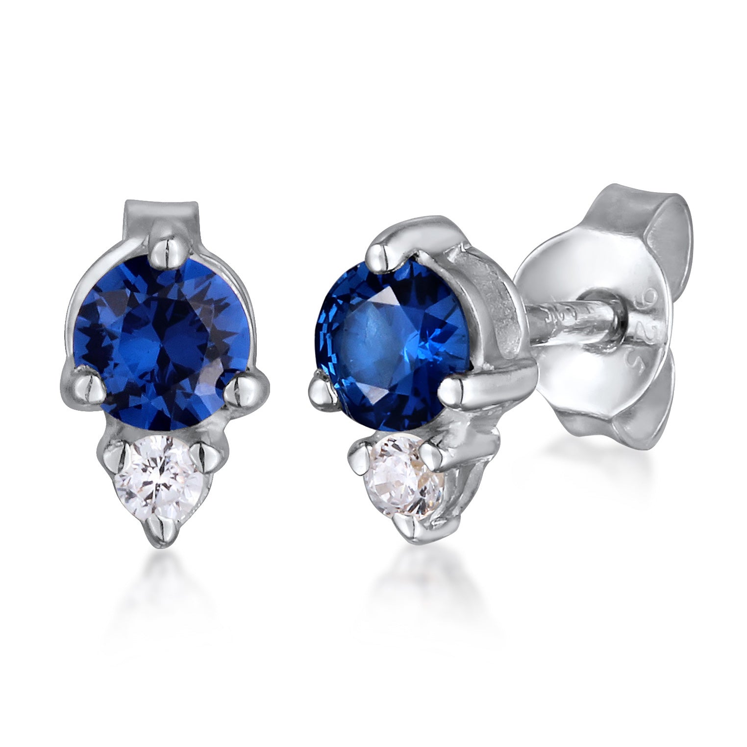 Blau - Elli | Ohrstecker | Zirkonia & Synthetischer Saphir (Blau) | 925 Sterling Silber