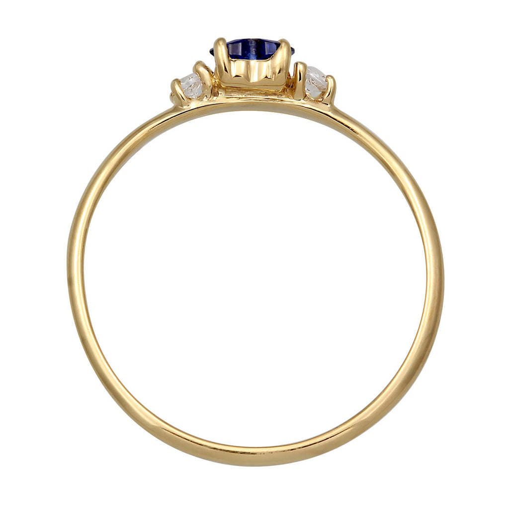 Blau - Elli | Verlobungsring Herz | Zirkonia (Blau) | 925 Sterling Silber vergoldet