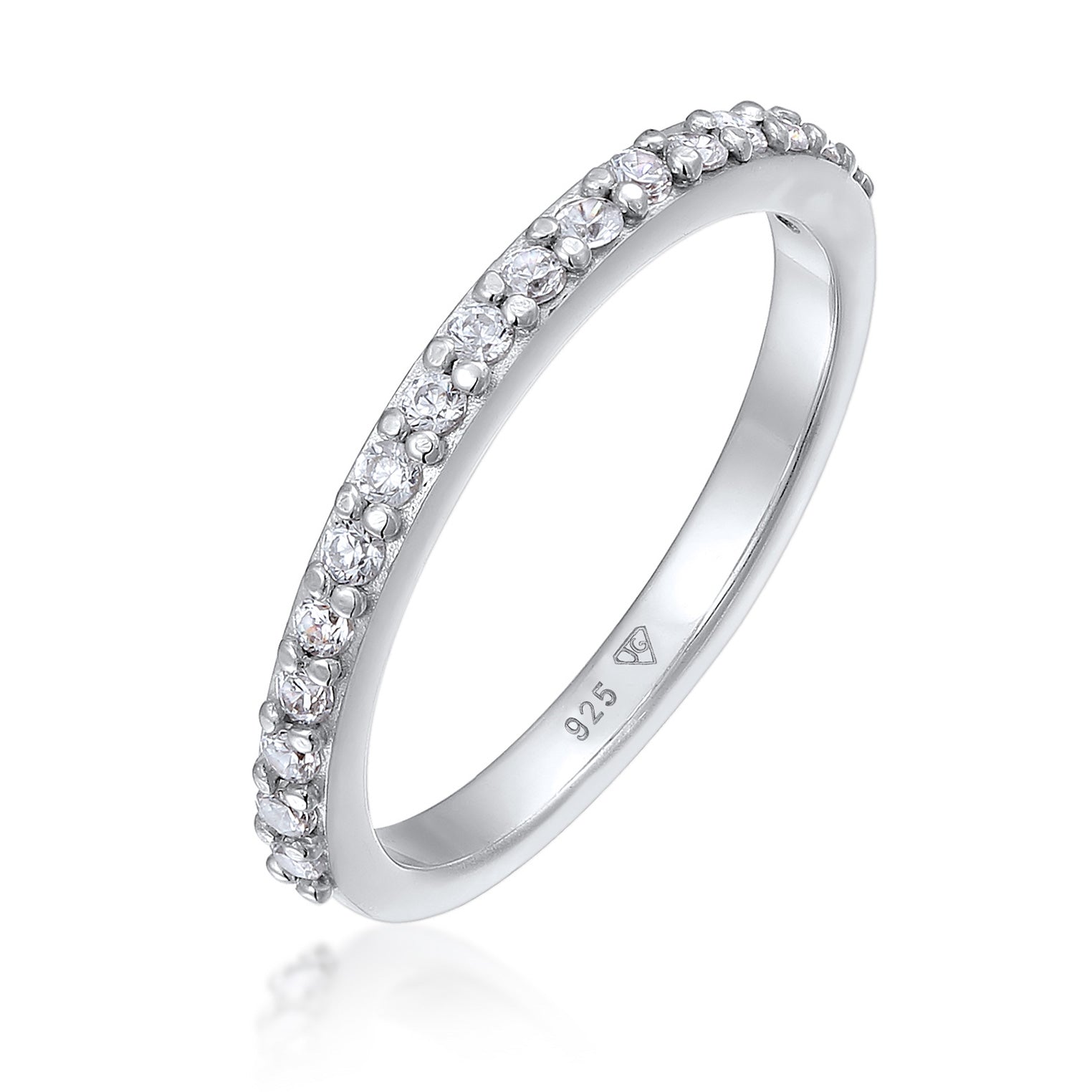 Silber - Elli DIAMONDS | Memoire Ring | Laborgezüchteter Diamant (Weiß, 0.068 ct) | 925 Sterling Silber