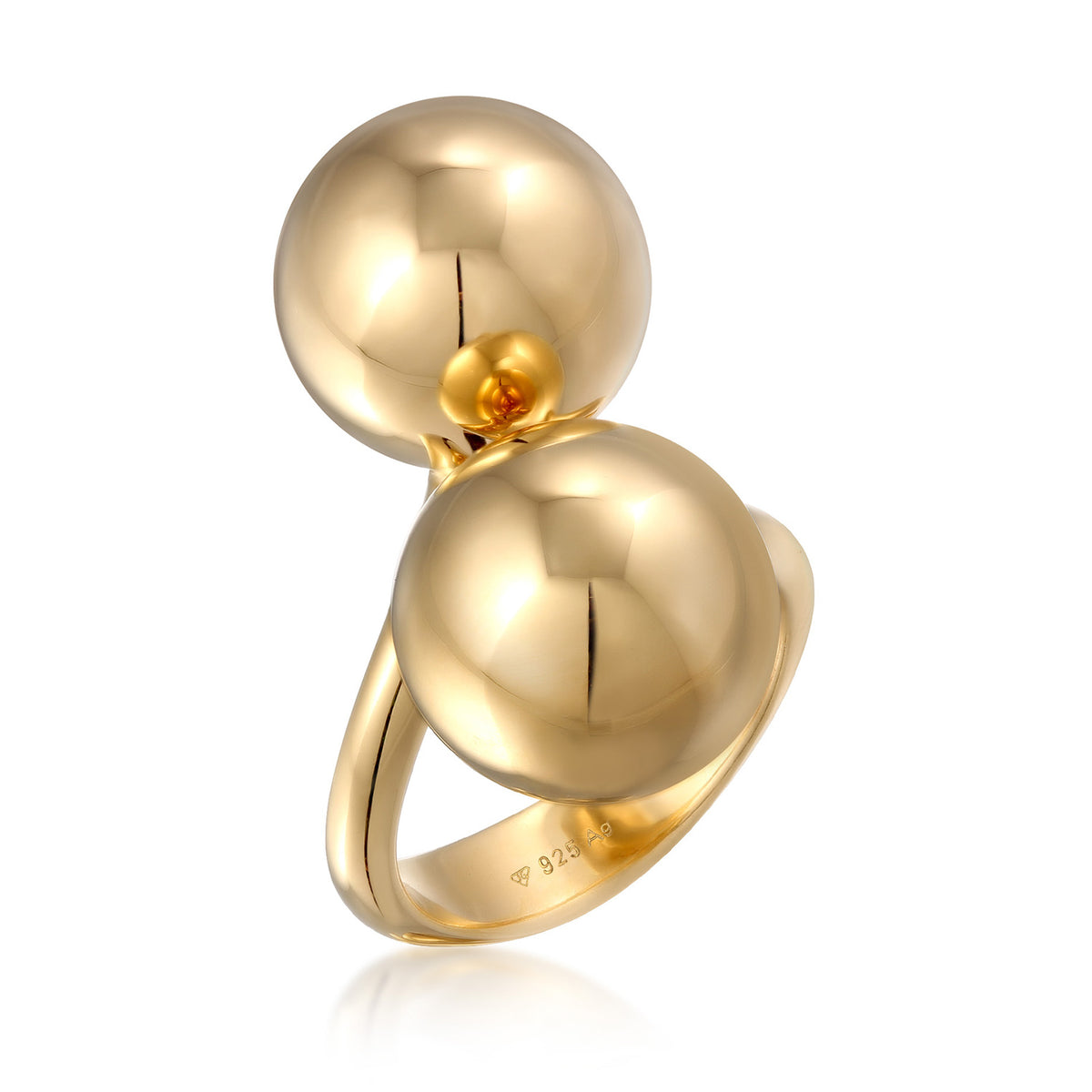 Gold - Elli PREMIUM | Ring offen | Kugel Design | 925 Sterling Silber vergoldet