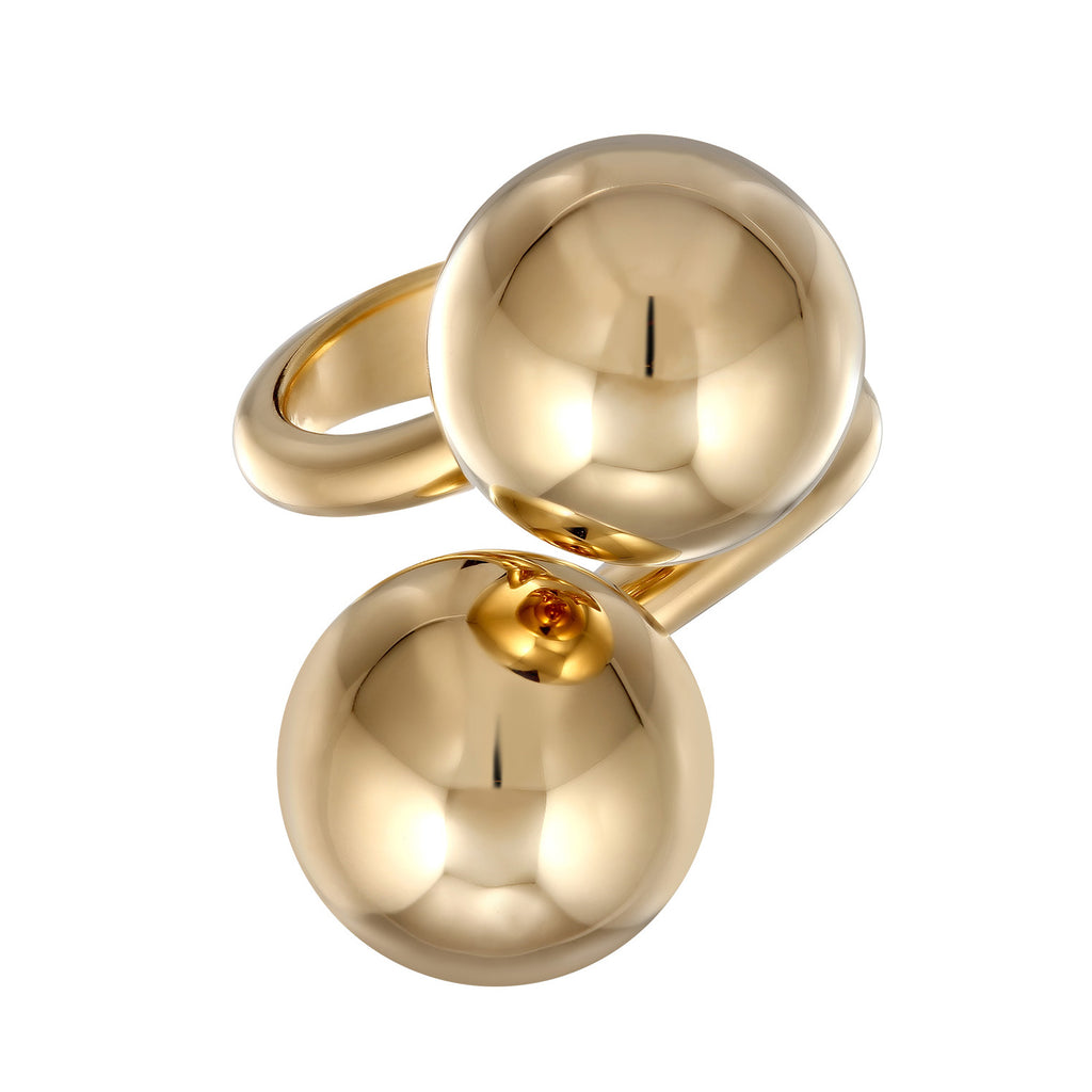 Gold - Elli PREMIUM | Ring offen | Kugel Design | 925 Sterling Silber vergoldet
