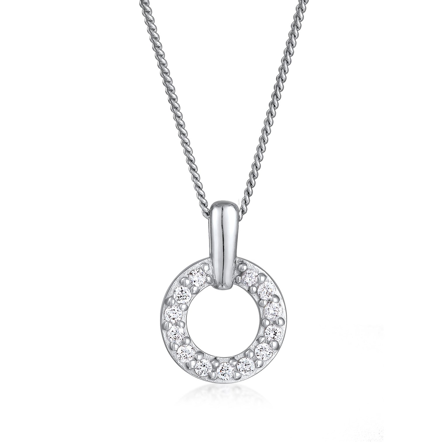 Silber - Elli DIAMONDS | Halskette | Kreis mit Labordiamanten (0.052 ct) | 925 Sterling Silber