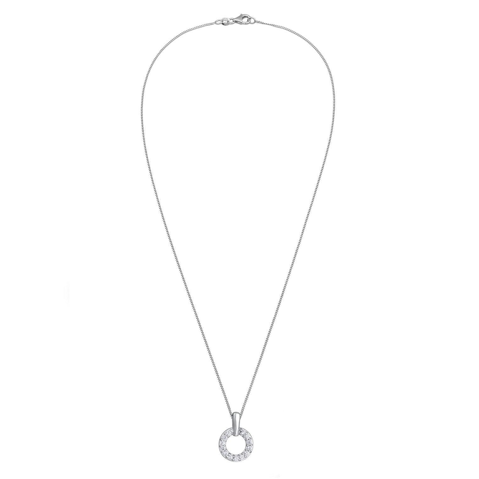 Silber - Elli DIAMONDS | Halskette | Kreis mit Labordiamanten (0.052 ct) | 925 Sterling Silber