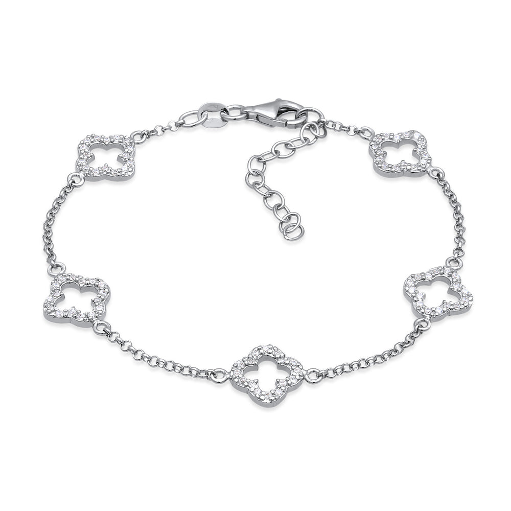 Armband Kleeblatt | Zirkonia (Weiß)