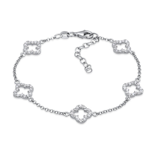 Silber - Elli | Armband Kleeblatt | Zirkonia (Weiß) | 925er Sterling Silber