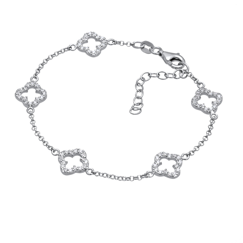 Armband Kleeblatt | Zirkonia (Weiß)
