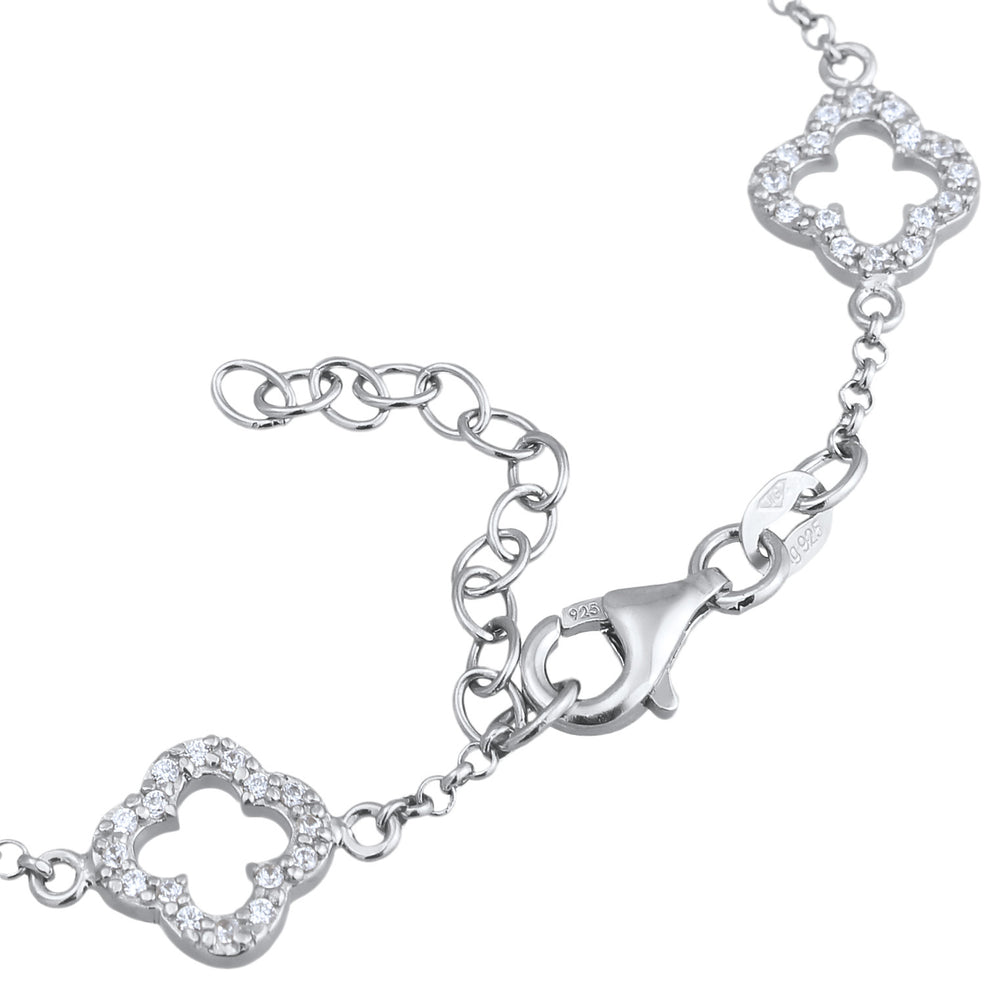 Armband Kleeblatt | Zirkonia (Weiß)