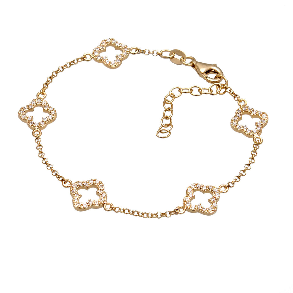 Armband Kleeblatt | Zirkonia (Weiß)