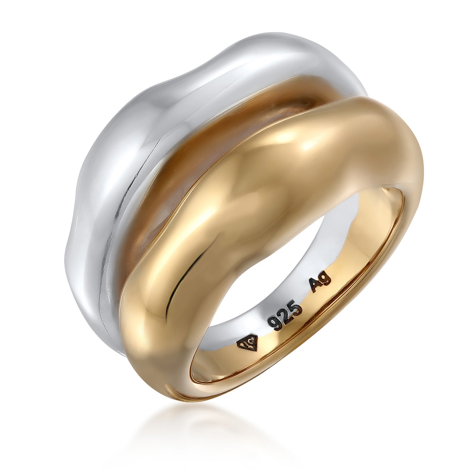 Zweifarbig - Elli PREMIUM | Ring Bicolor | Organic | 925 Sterling Silber vergoldet