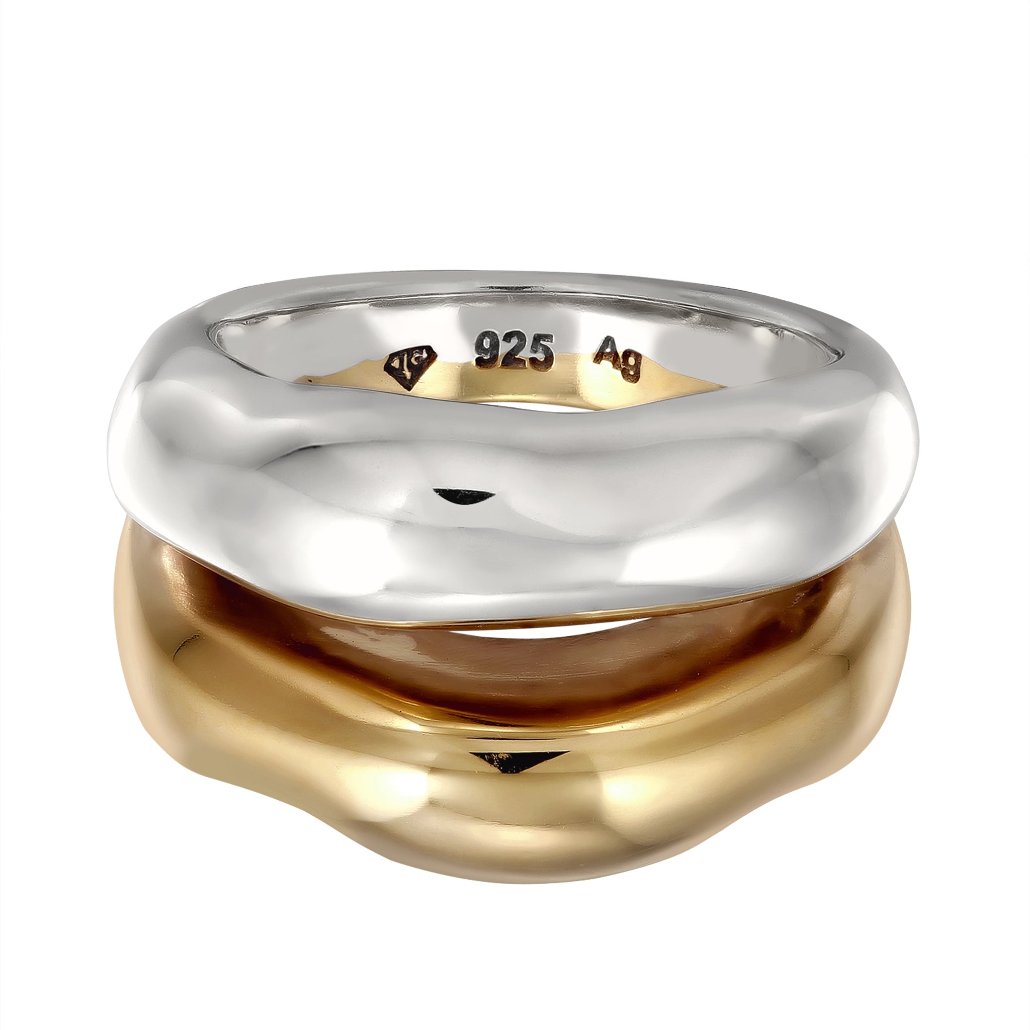 Zweifarbig - Elli PREMIUM | Ring Bicolor | Organic | 925 Sterling Silber vergoldet
