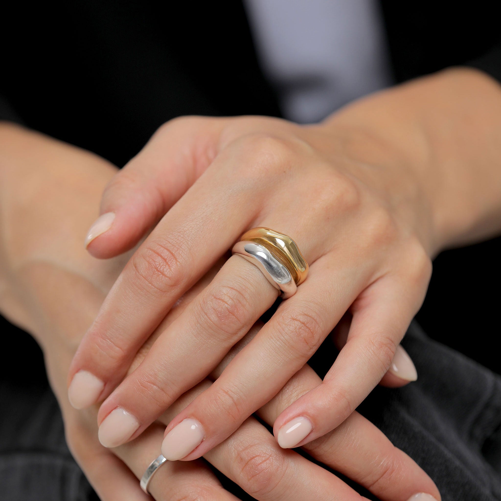 Zweifarbig - Elli PREMIUM | Ring Bicolor | Organic | 925 Sterling Silber vergoldet