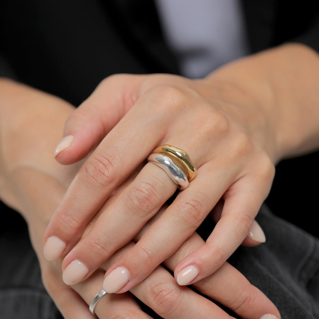 Zweifarbig - Elli PREMIUM | Ring Bicolor | Organic | 925 Sterling Silber vergoldet